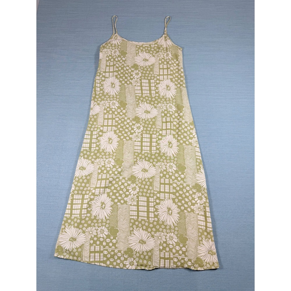 My Pieces Vintage Floral Patchwork Maxi Dress Green White‎ Rayon Blend Size M
